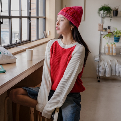 Play Raglan Color Matching Knitwear