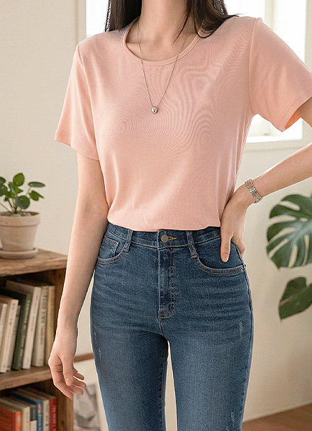 Slosh Cotton Modal U-Neck Short Sleeve T-shirt Korea