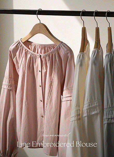 Aurora Line Embroidery Blouse Korea