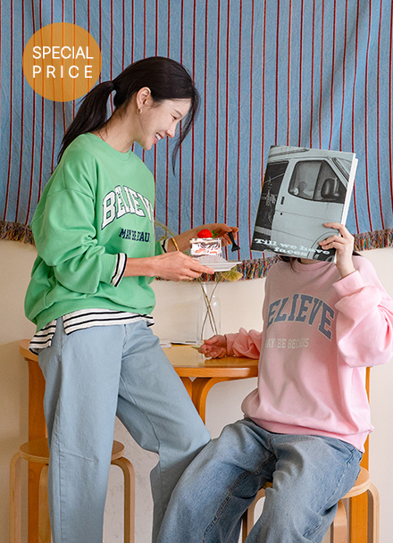 [Special Sale] Believe Color Matching Printing Sweatshirt Korea