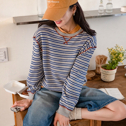 Stripe Color Matching Stitch Knitwear