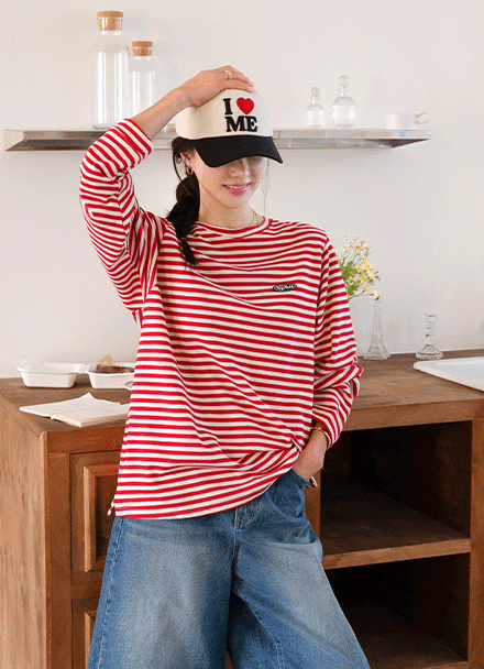 Basic Horizontal Striped Over T-shirt Korea