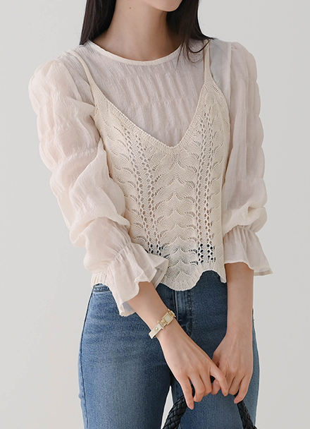 Knitwear Bustier Blouse Set Korea