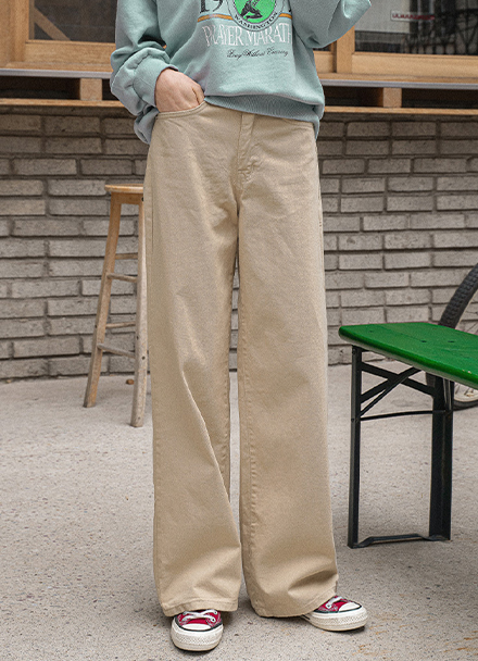 Low Wide Cotton Pants Korea