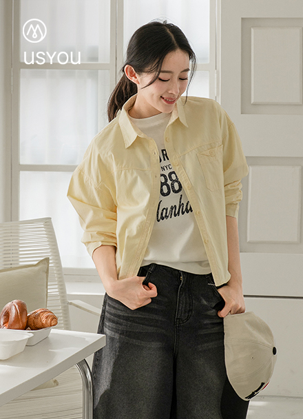 [USYOU] Pale Ton Folded Pocket Shirt Korea
