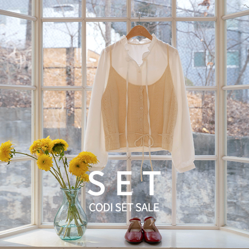 [코디set] [valyou] 토니 핀턱 Freel Blouse+[valyou] string 뷔스티에 Knitwear