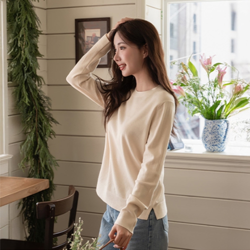Wool Tencel Round Knitwear