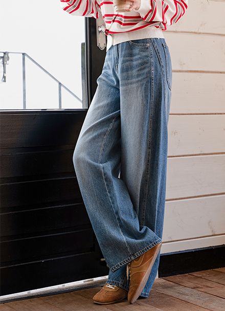 Natural Fit Banding Wide Pants Korea