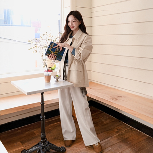 Natural Fit Banding Wide Pants