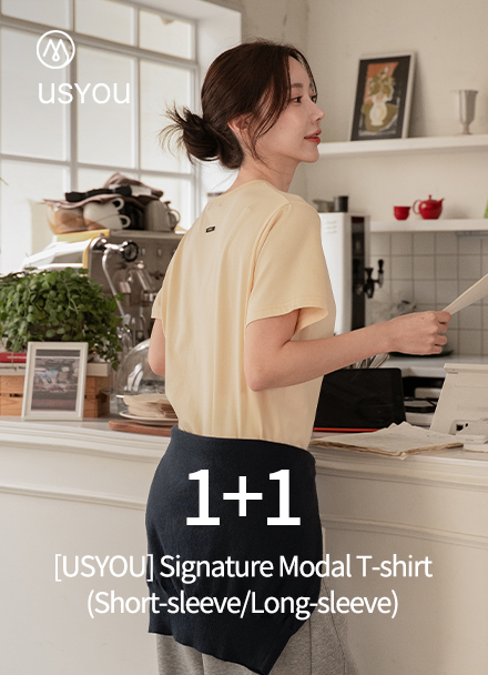 [1+1] [USYOU] Signature Modal T-shirt(Short-sleeve/Long-sleeve) Korea
