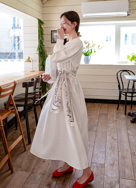 Pintuck String Long Dress Korea