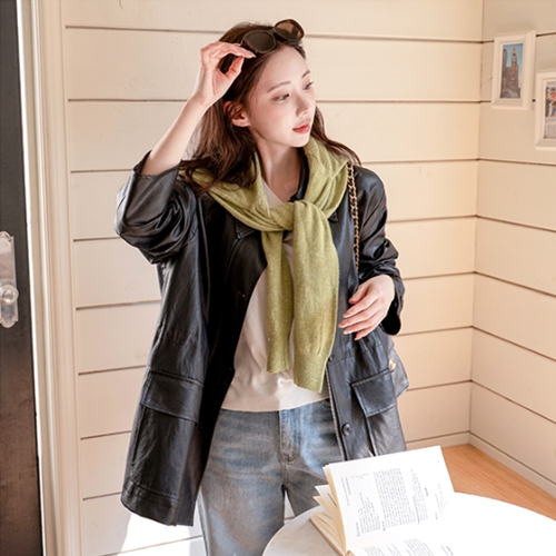 Peanut Half Leather Jacket