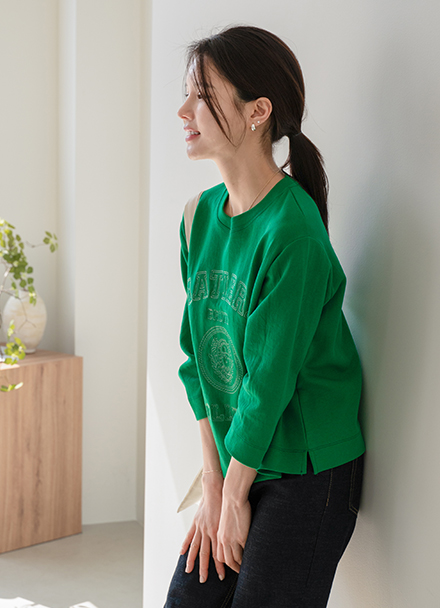 Matiere stitch 3/4 sleeve sweatshirt Korea