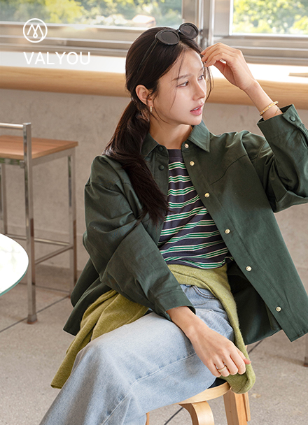 [valyou] 세이 코튼 스냅 Shirt Jacket Korea