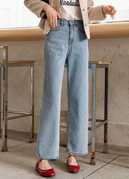 Daily Banding Semi-straight Denim Pants Korea