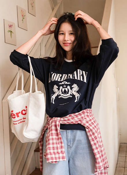 올디너리 홀스 3/4 sleeve sweatshirt Korea