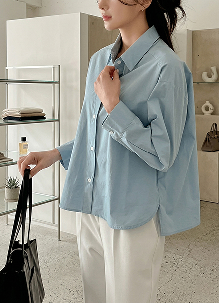 Basic Semi Crop Shirt Korea