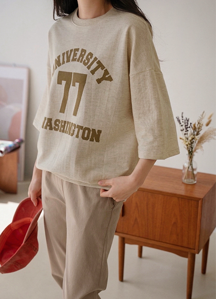 Uni 77 Printed 3/4 sleeve sweatshirt Korea