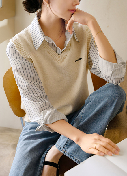 Layered Vest Shirt Korea
