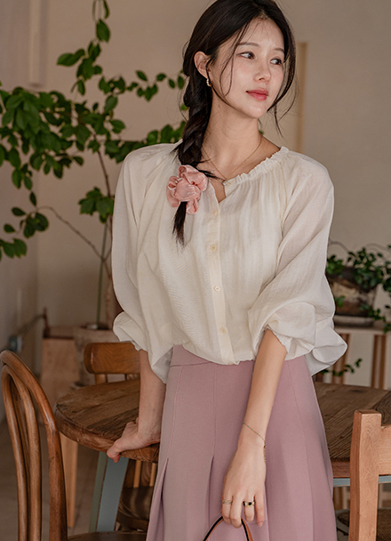 Ray Sheer String Blouse Korea