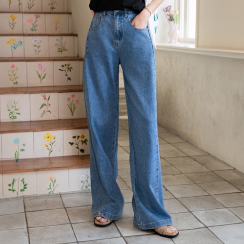 Viscose Snap Wide Denim Pants