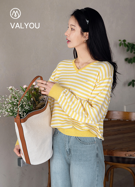 [valyou] Natural Touch Horizontal Striped Knitwear Korea