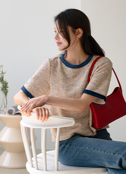 Muse Tweed Short-sleeve Blouse Korea