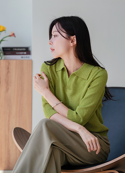 May Open Collar Knitwear Korea