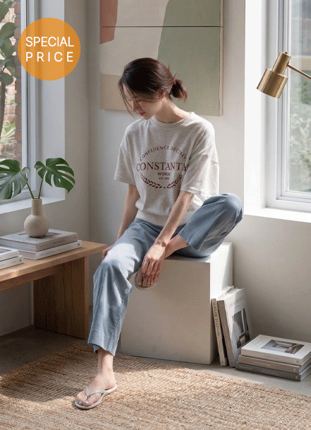 [Special Sale] Con Lettering Short-sleeve sweatshirt Korea