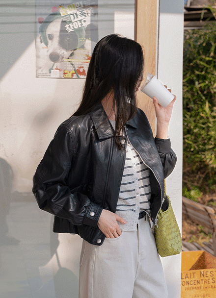 Soft Zipper Leather Jacket Korea