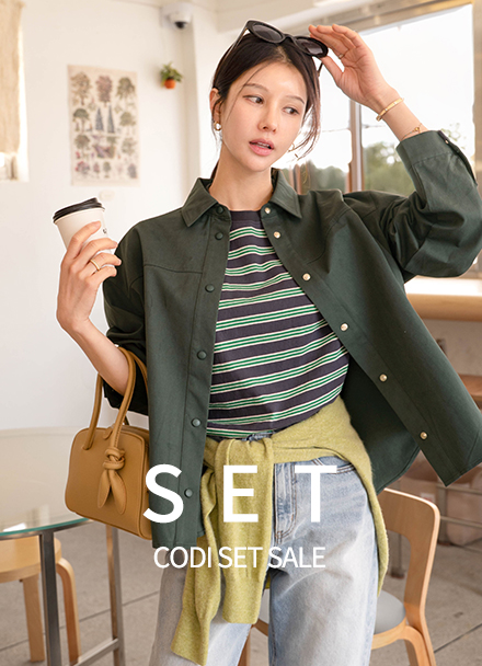 [코디set] 세이 multi Stripe Short-sleeve T-shirt+[valyou] 세이 코튼 스냅 Shirt Jacket Korea