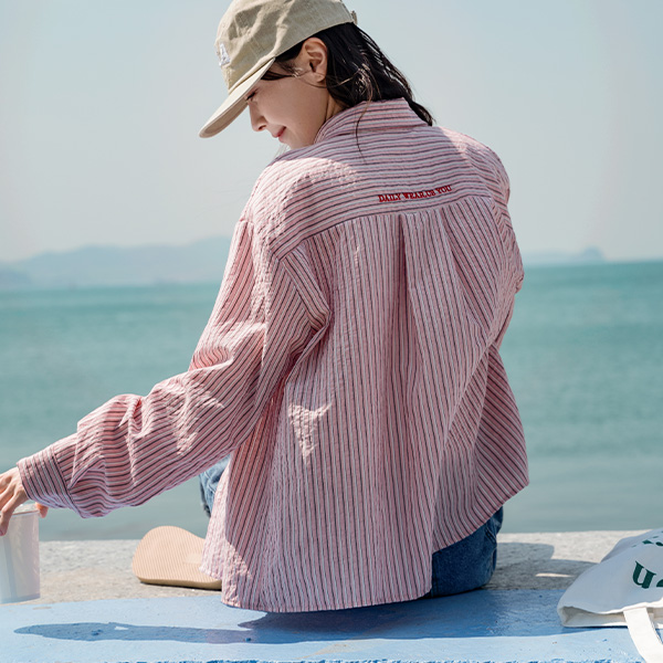[USYOU] Back Embroidery Stripe Shirt