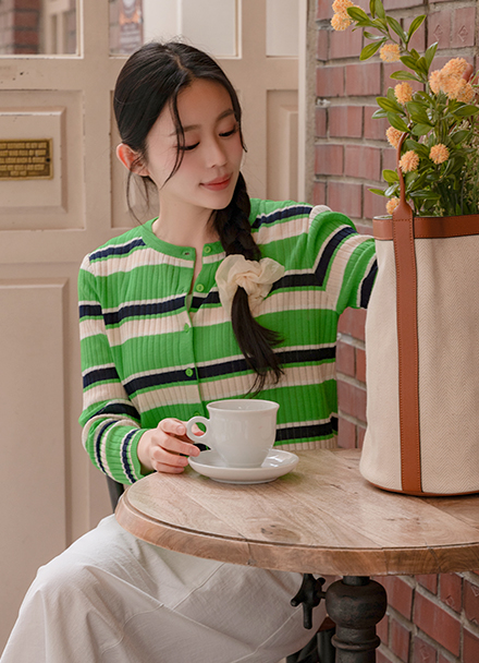 Double Stripe Knitwear Cardigan Korea