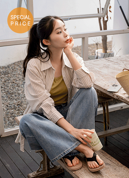 [Special Sale] Brush Stripe Over Shirt Korea