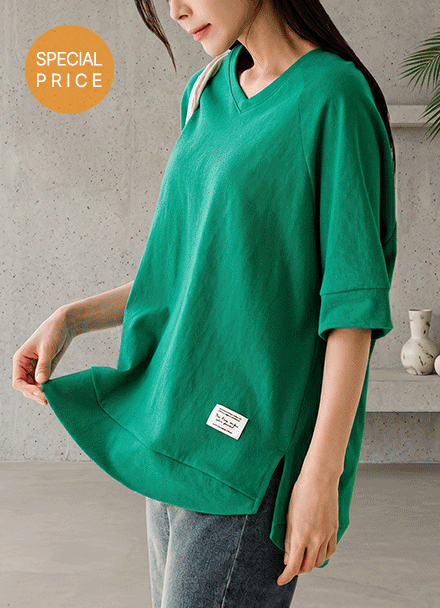 [Special Sale] Over Half-length Patch Sweatshirt Korea