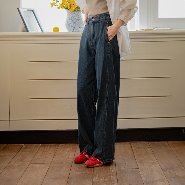 [Special Sale] Sidr Double-button Wide Denim Pants