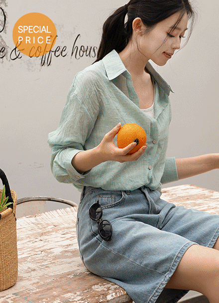 [Special Sale] Ilio Linen Shirt Sleeveless shirts Set Korea