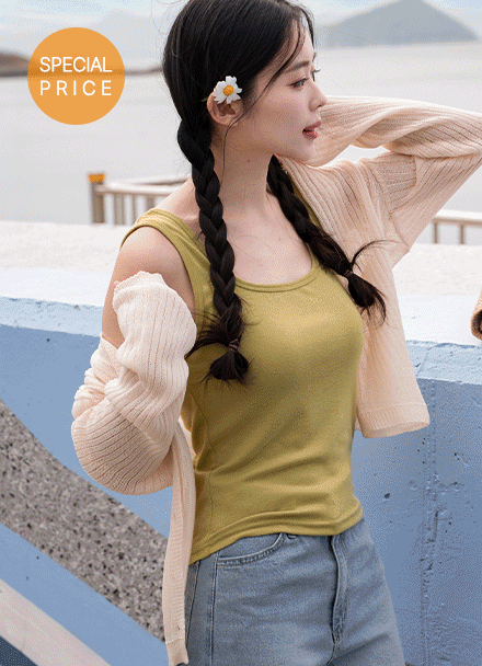 [Special Sale] Span Chewy Vivid Sleeveless shirts Korea