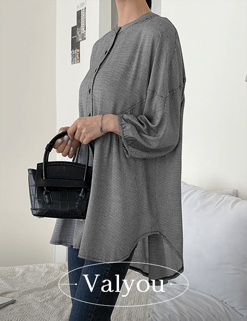 valyou_Checkered shirring blouse Korea