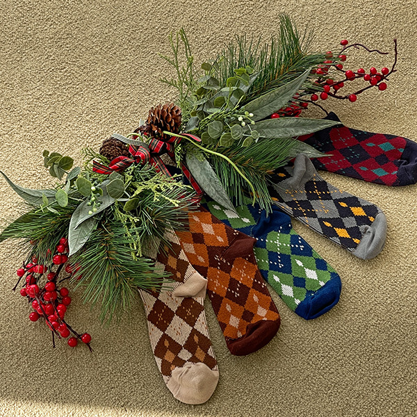Argyle long socks C111716