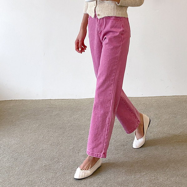 Color washing back banding wide pants