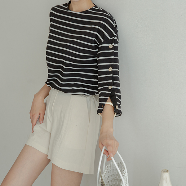 valyou_Hemming Sleeve Button T-Shirt MA042810