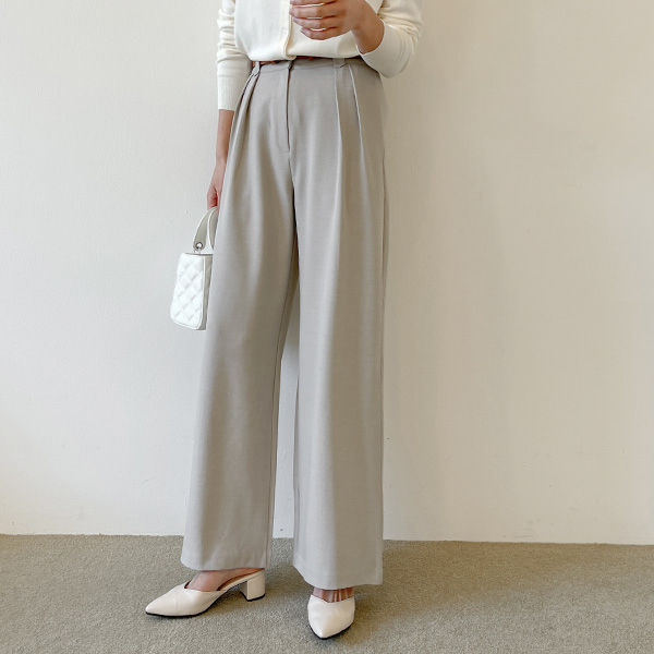 Classic Pintuck Wide Slacks C012555