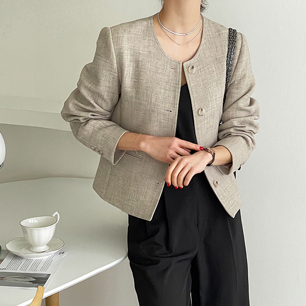 No collar Round Jacket