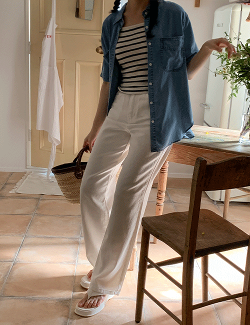 Glass cotton wide pants Korea