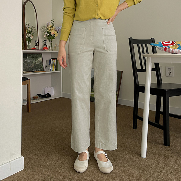 Couron back banding wide cotton pants