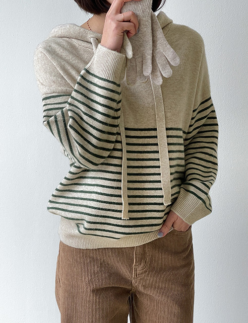Vince Horizontal Striped Hooded Knitwear Korea