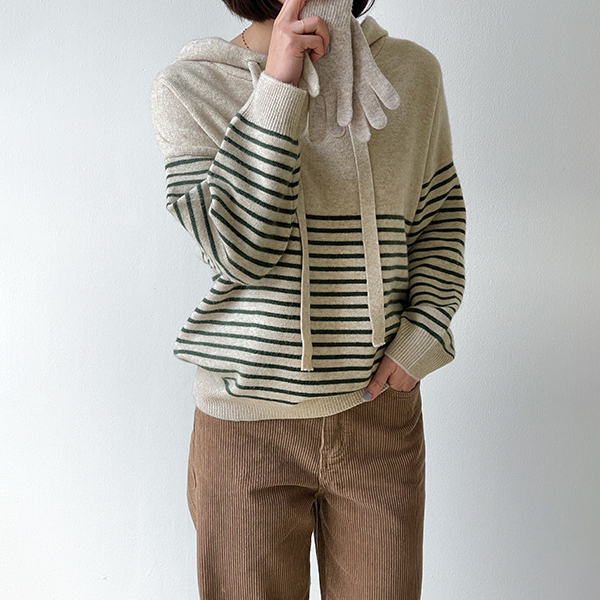 Vince Horizontal Striped Hooded Knitwear