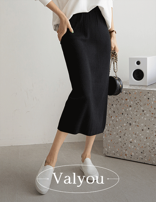 [valyou] Simple back slit Knitwear Skirt Korea