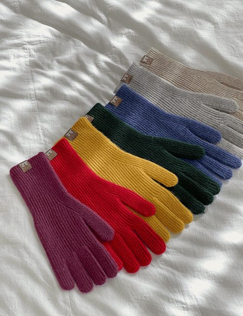 Long Tag Wool Ribbed Gloves Korea